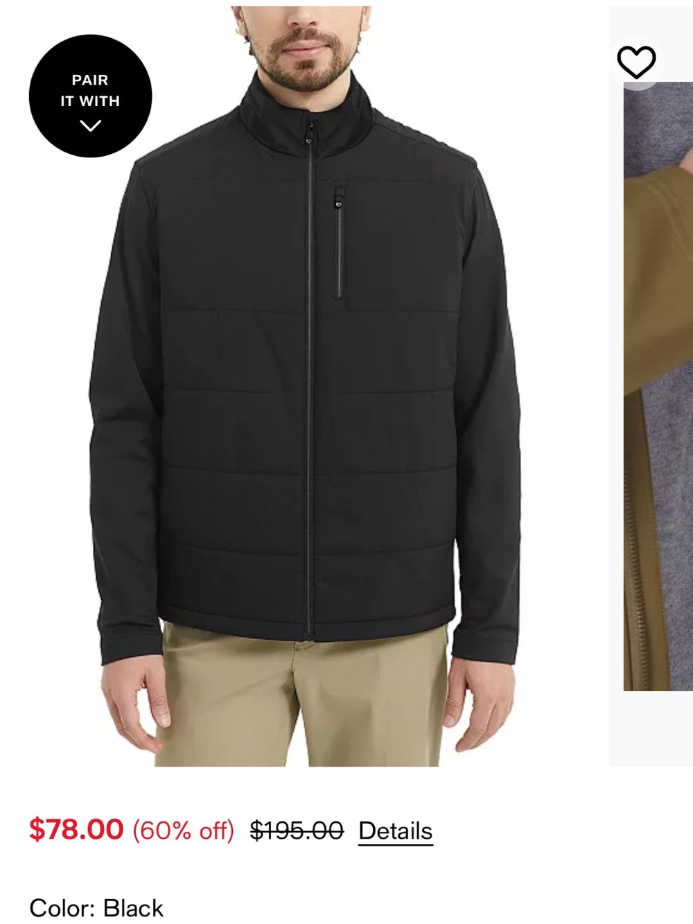 Hawke & Co Black Lightweight Quilted Shirt Jacket